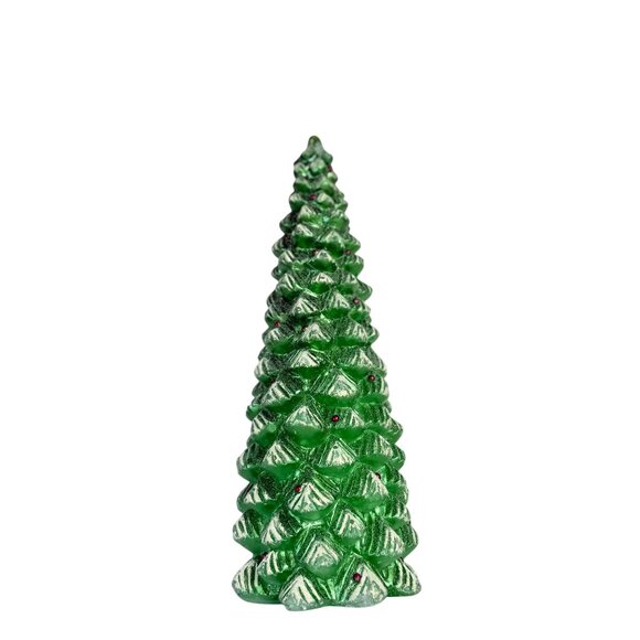 Metallic Green Christmas Tree Candle Vintage Holiday Decor Retro Holiday Decor - Picture 8 of 16
